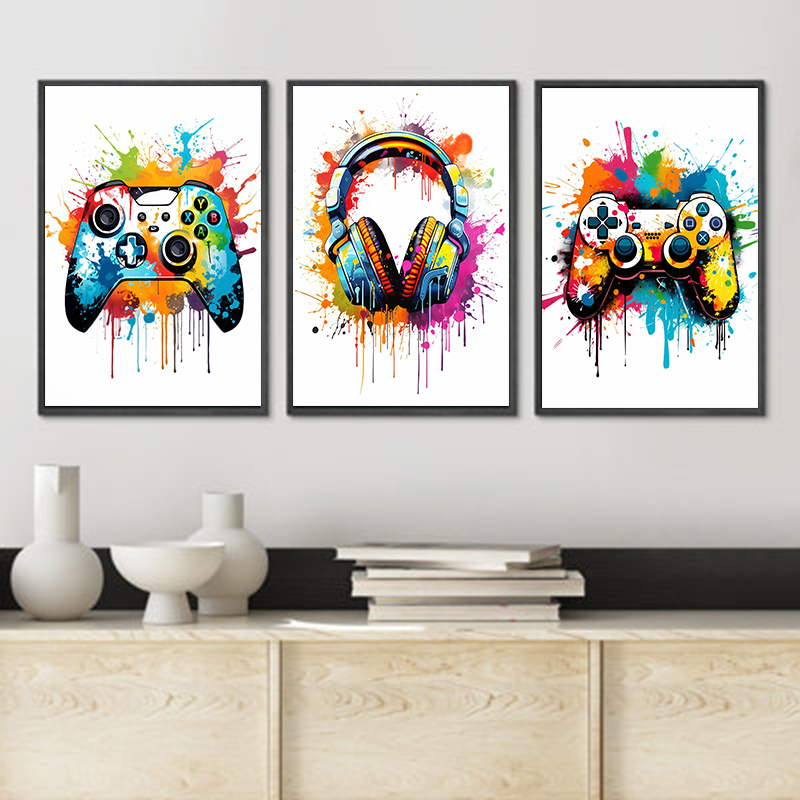 Gaming Controller - Colorful Graffiti Game Controller Headphones Canvas