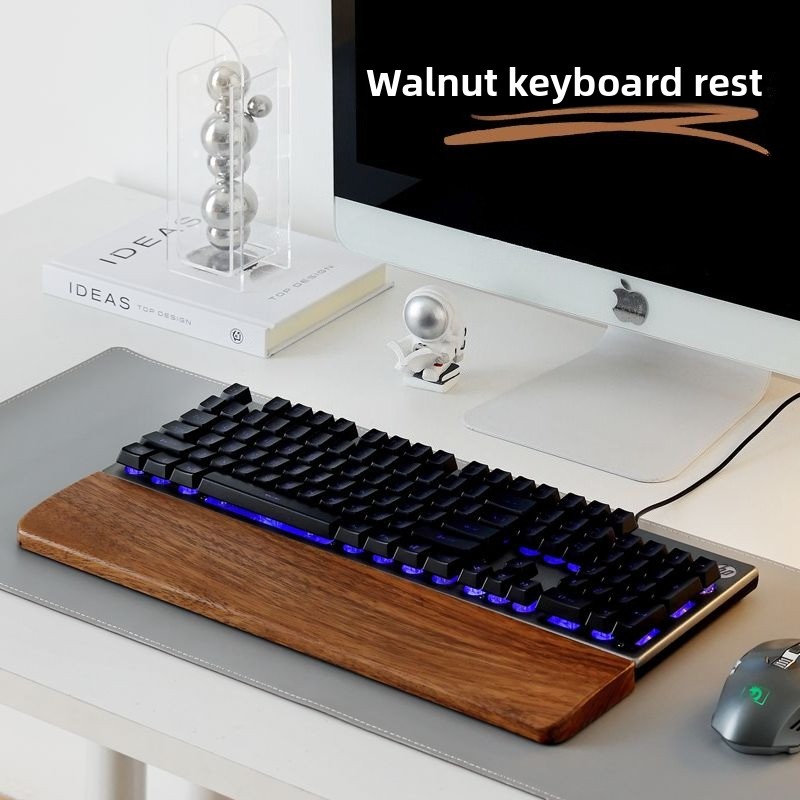 Rgb Keyboard Wrist Rest - Solid Wood Keyboard Palm Rest Mouse