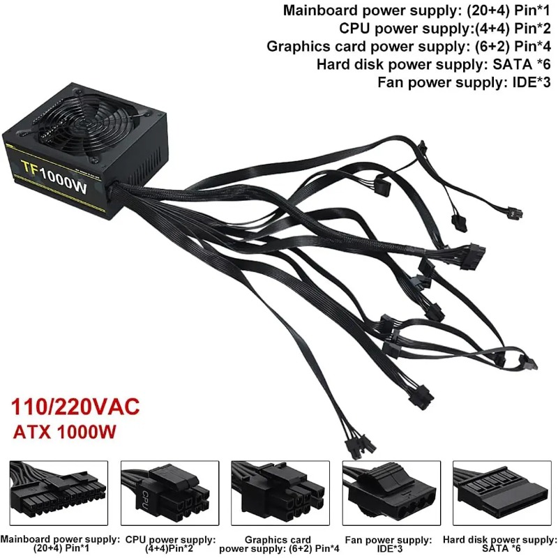 1000W 100-240V ATX Gold Power  - Pc Unit For Gaming recension och pris