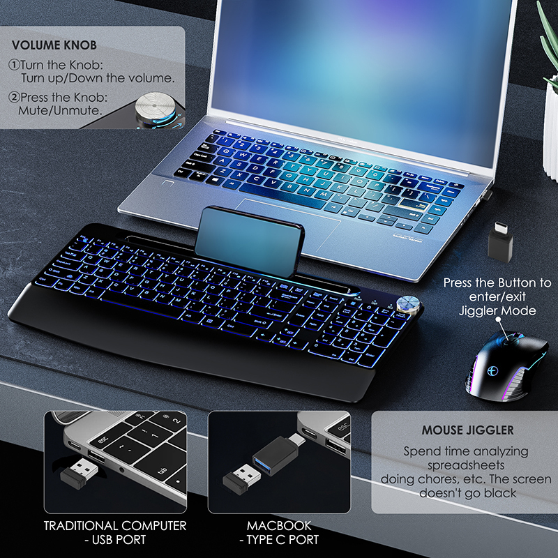 2.4G&Type-C Wireless Keyboard  - Rgb Keyboard Wrist Rest recension och pris