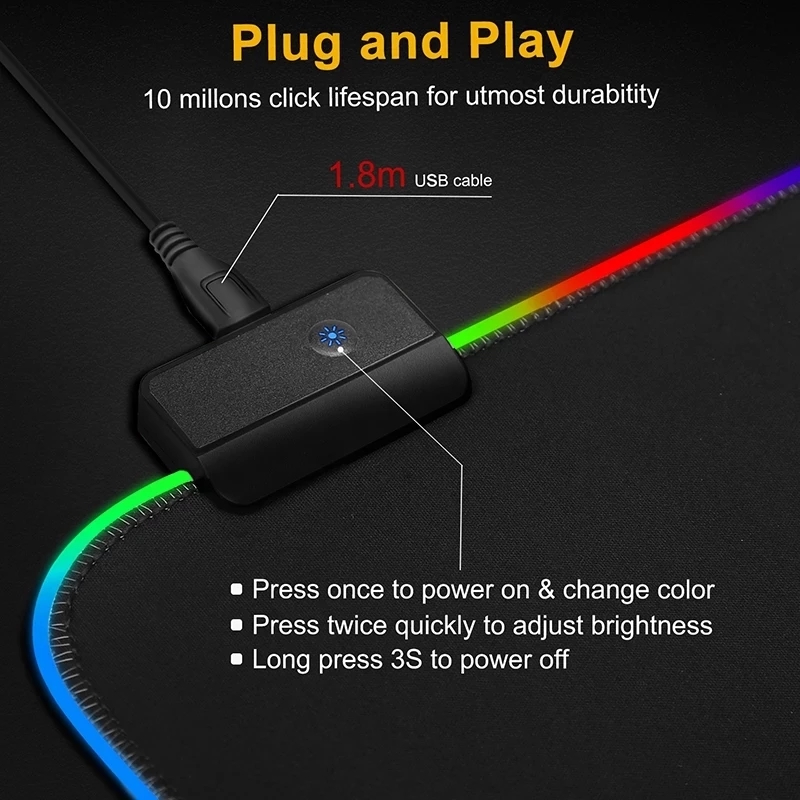 LED Light Mousepad RGB Keyboar - Rgb Keyboard Wrist Rest recension och pris